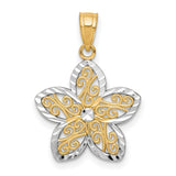 Filigree Flower Charm Pendant in Real 10k Multi-Tone Gold
