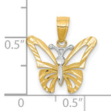 Butterfly Charm Pendant in Real 10k Multi-Tone Gold