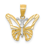 Butterfly Charm Pendant in Real 10k Multi-Tone Gold