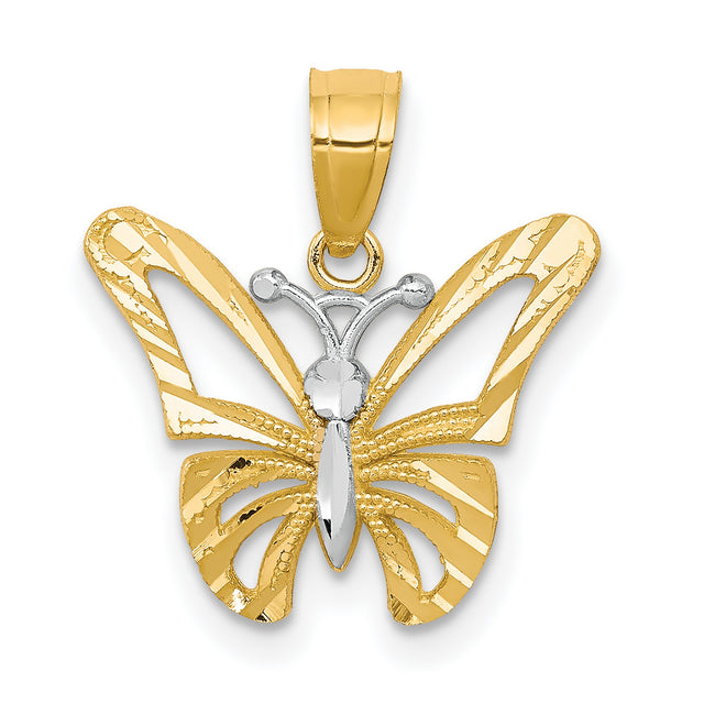 Butterfly Charm Pendant in Real 10k Multi-Tone Gold