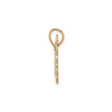 10k Yellow Gold and Rhodium Butterfly Pendant with Openwork Wings and White Accents