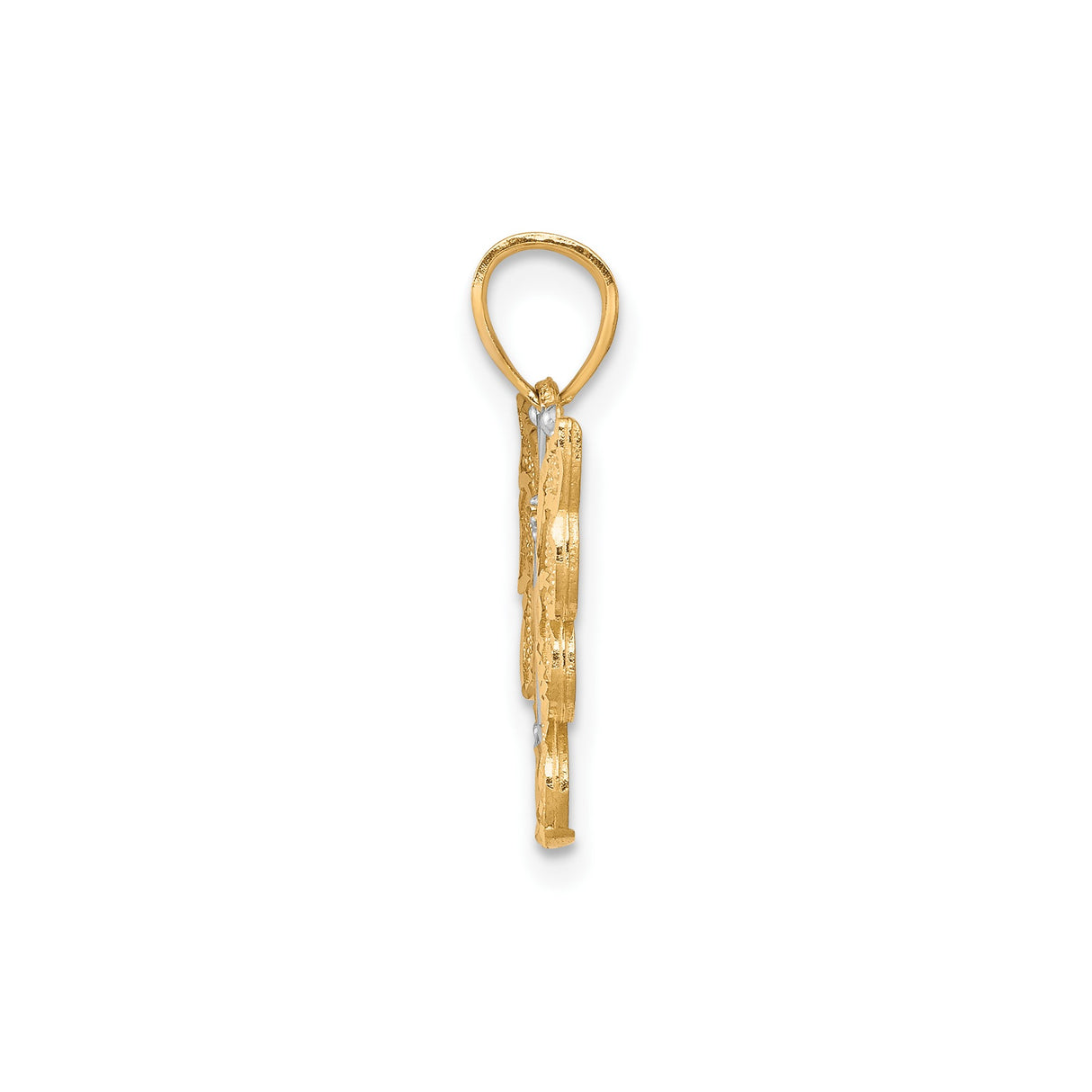 10k Multi-Tone Gold Pendant, Rhodium Butterfly Filigree Design, Nature-Inspired for Women