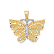10k Multi-Tone Gold Pendant, Rhodium Butterfly Filigree Design, Nature-Inspired for Women
