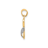 10k Multi-Tone Gold Flip Flop Pendant, Two-Tone Textured Sandal Charm with Tropical Design
