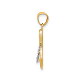 10k Multi-Tone Gold Flip-Flop Pendant, Textured Sandal Design, Beach Theme Jewelry for Women