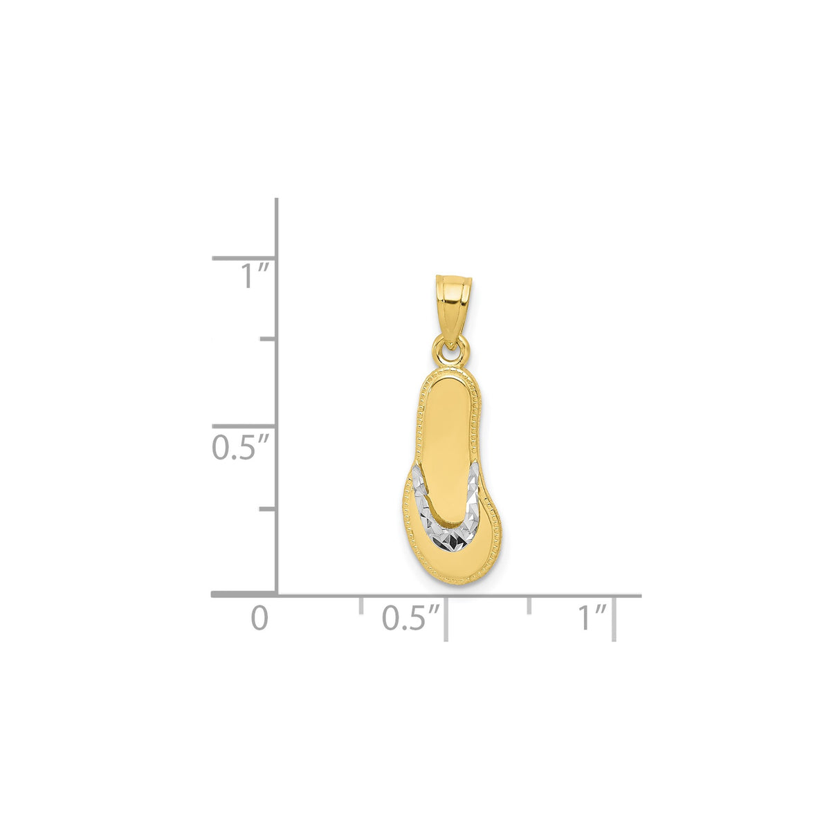 10k Multi-Tone Gold Flip-Flop Pendant, Textured Sandal Design, Beach Theme Jewelry for Women
