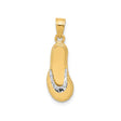 10k Multi-Tone Gold Flip-Flop Pendant, Textured Sandal Design, Beach Theme Jewelry for Women