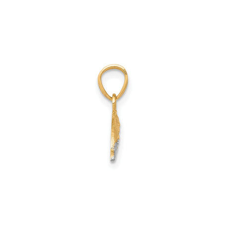10k Multi-Tone Gold Dolphin Pendant with Rhodium Accent, Nautical Ocean Theme