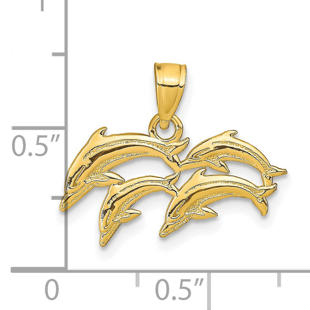 Dolphin Charm Pendant in Real 10k Yellow Gold