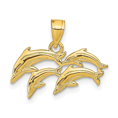 Dolphin Charm Pendant in Real 10k Yellow Gold