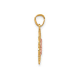 10k Two-Tone Gold Elephant Pendant with Rose Gold Elephant in Ornate Oval Frame