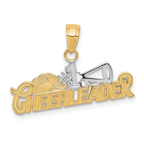 #1 Cheerleader Charm Pendant in Real 10k Multi-Tone Gold