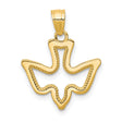 10k Yellow Gold Dove Pendant, Openwork Design with Beaded Detailing, Christian Symbol of Peace