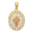 CZ Cross Charm Pendant in Real 10k Multi-Tone Gold