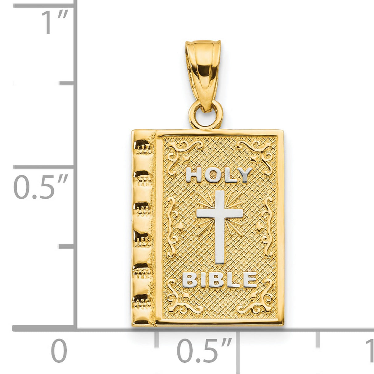 Holy Bible Charm Pendant in Real 10k Multi-Tone Gold