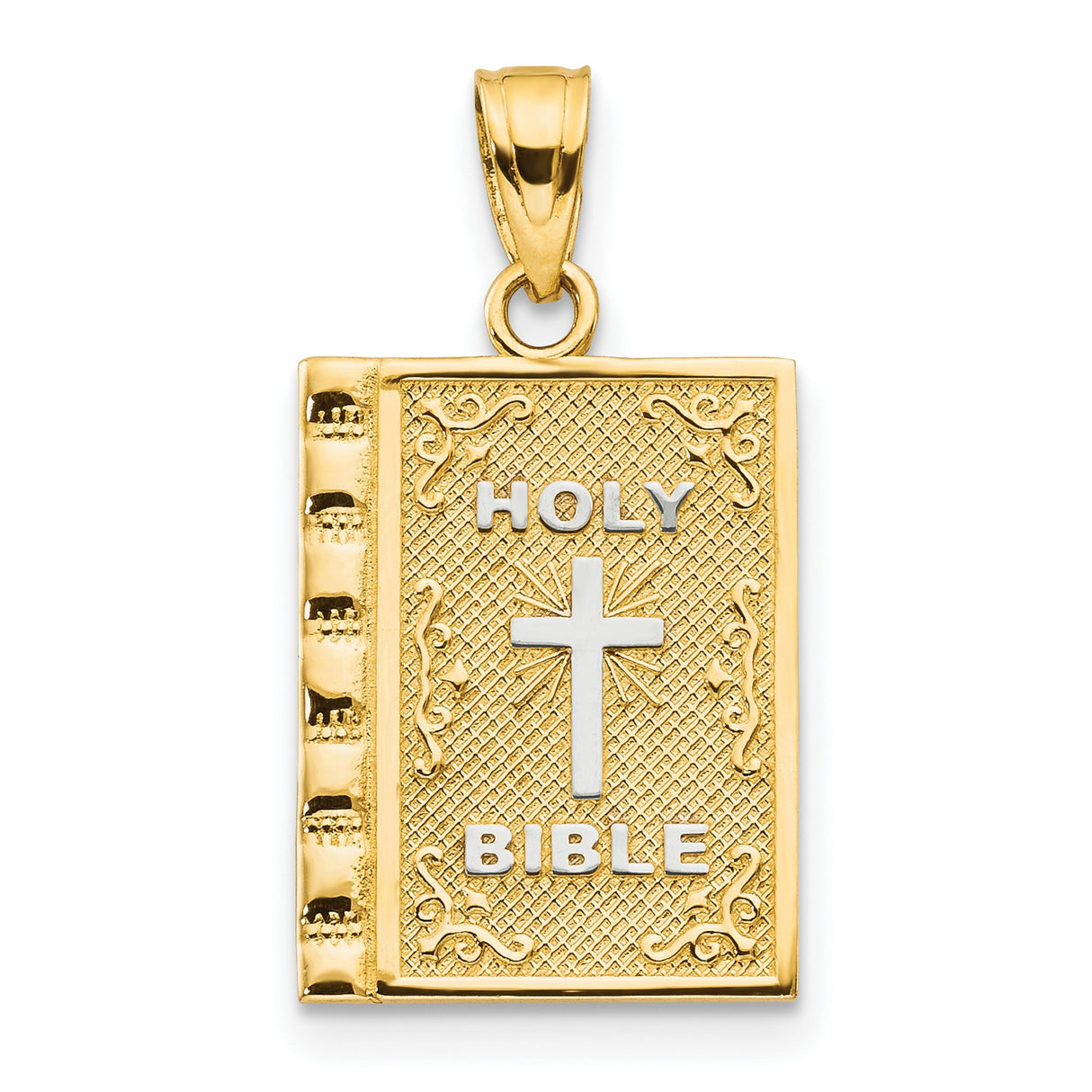 Holy Bible Charm Pendant in Real 10k Multi-Tone Gold