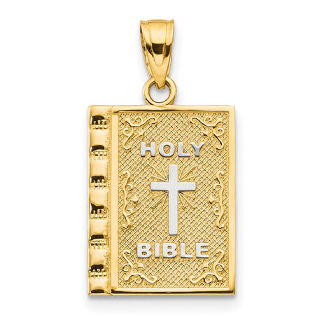 Holy Bible Charm Pendant in Real 10k Multi-Tone Gold