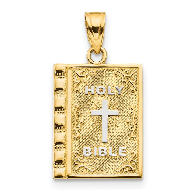 Holy Bible Charm Pendant in Real 10k Multi-Tone Gold