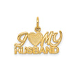 10k Yellow Gold Pendant with I Love My Husband Message and Heart Accent