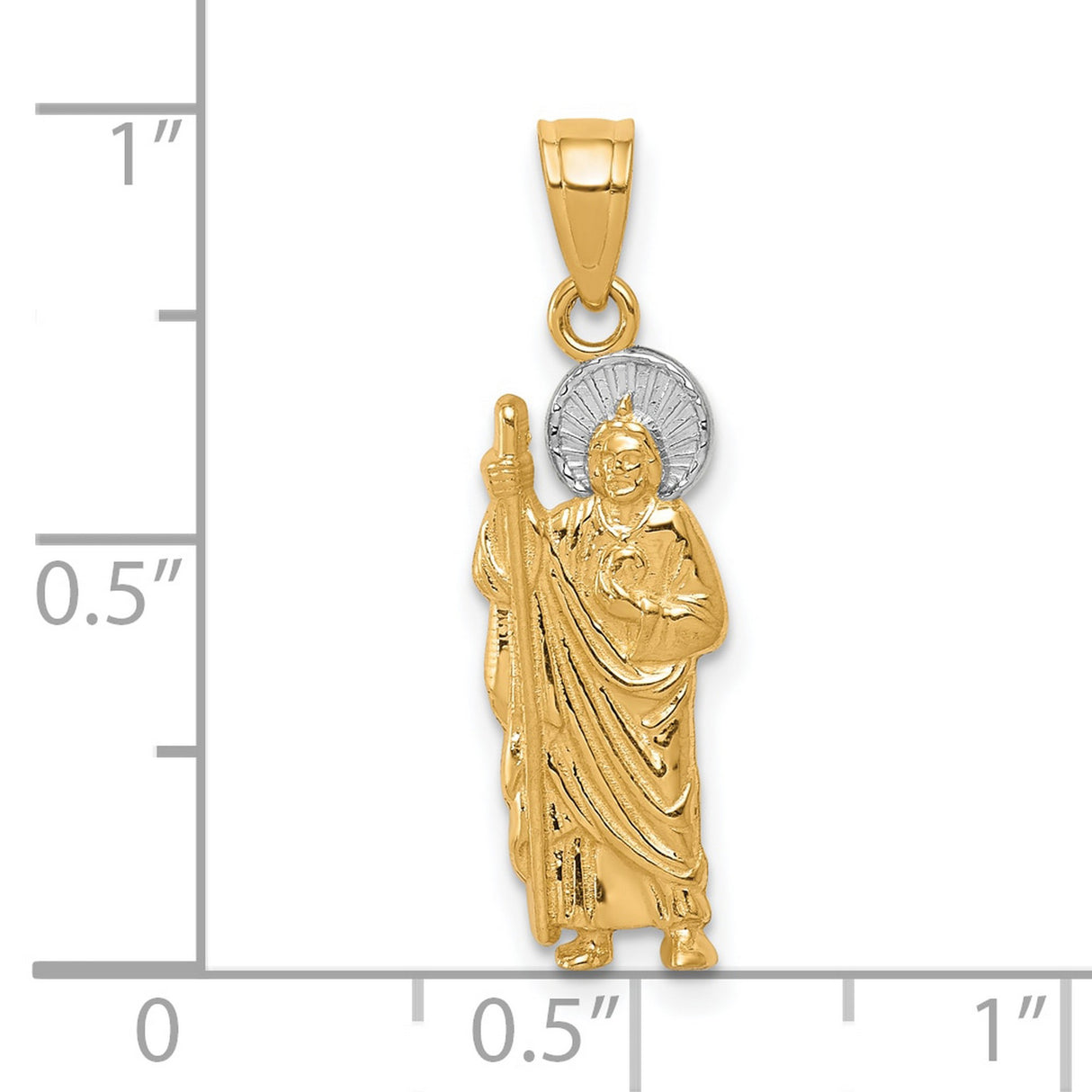 Saint Jude Thaddeus Religious Figure Charm Pendant in Real 10k Multi-Tone Gold