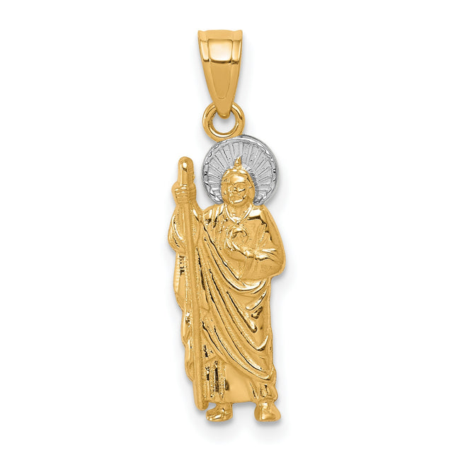 Saint Jude Thaddeus Religious Figure Charm Pendant in Real 10k Multi-Tone Gold