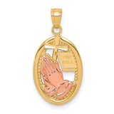 Praying Hands Charm Pendant in Real 10k Multi-Tone Gold