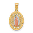 Our Lady of Guadalupe Oval Charm Pendant in Real 10k Multi-Tone Gold