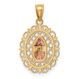 10k Tri-Tone Polished Yellow Gold Our Lady of Guadalupe Oval Charm Pendant in Real 10k Multi-Tone Gold