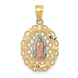 10k Tri-Tone Polished Yellow Gold Our Lady of Guadalupe Oval Charm Pendant in Real 10k Multi-Tone Gold