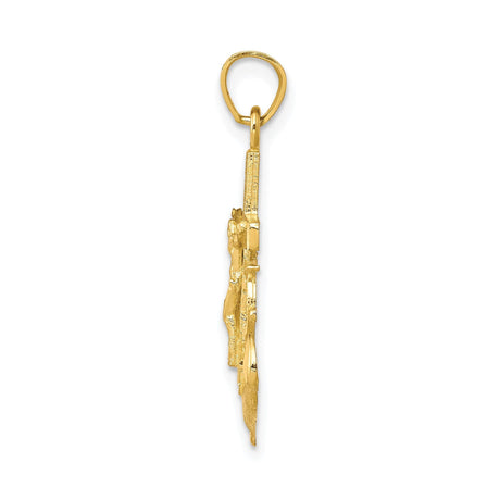 10k Yellow Gold Mariner Crucifix Pendant with Anchor and Helm Design