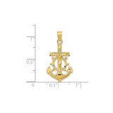 10k Yellow Gold Mariner Crucifix Pendant with Anchor and Helm Design