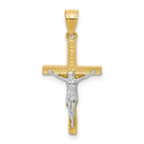 Crucifix Charm Pendant in Real 10k Multi-Tone Gold