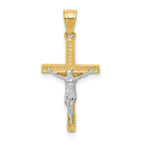 Crucifix Charm Pendant in Real 10k Multi-Tone Gold