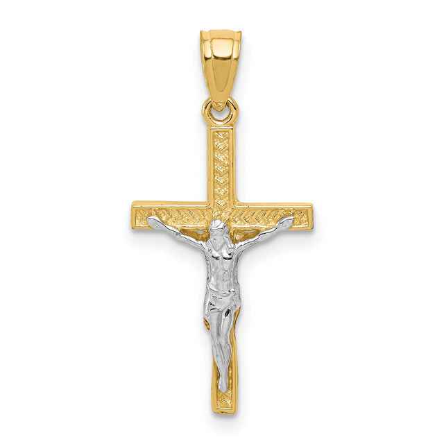 Crucifix Charm Pendant in Real 10k Multi-Tone Gold