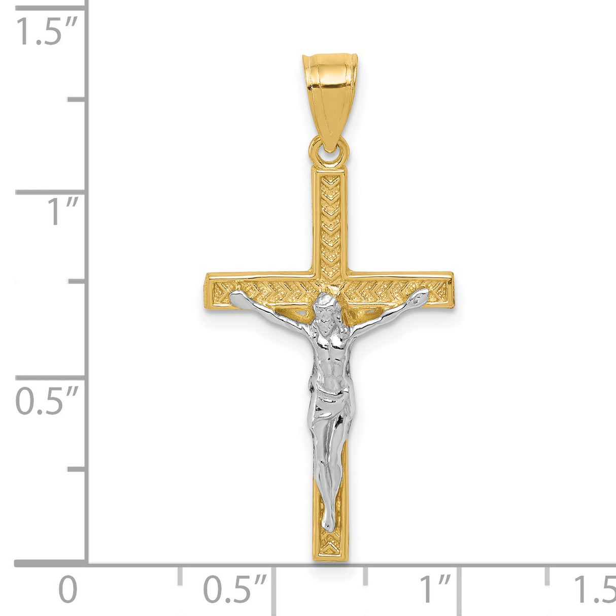 Crucifix Charm Pendant in Real 10k Multi-Tone Gold