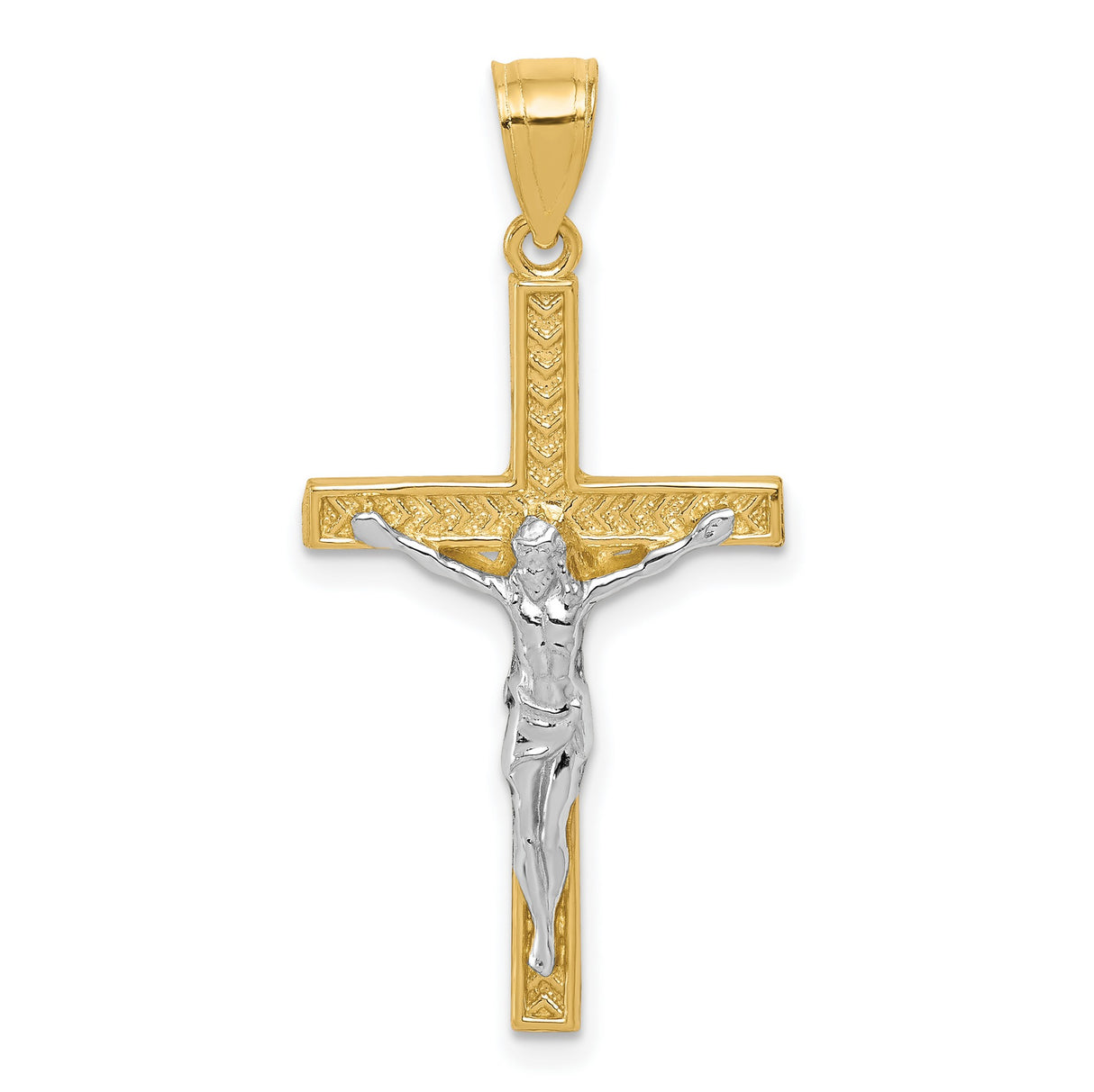 Crucifix Charm Pendant in Real 10k Multi-Tone Gold