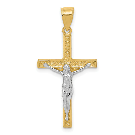 Crucifix Charm Pendant in Real 10k Multi-Tone Gold