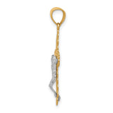 Filigree Crucifix Charm Pendant in Real 10k Multi-Tone Gold