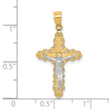 Filigree Crucifix Charm Pendant in Real 10k Multi-Tone Gold