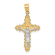 Filigree Crucifix Charm Pendant in Real 10k Multi-Tone Gold