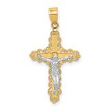 Filigree Crucifix Charm Pendant in Real 10k Multi-Tone Gold