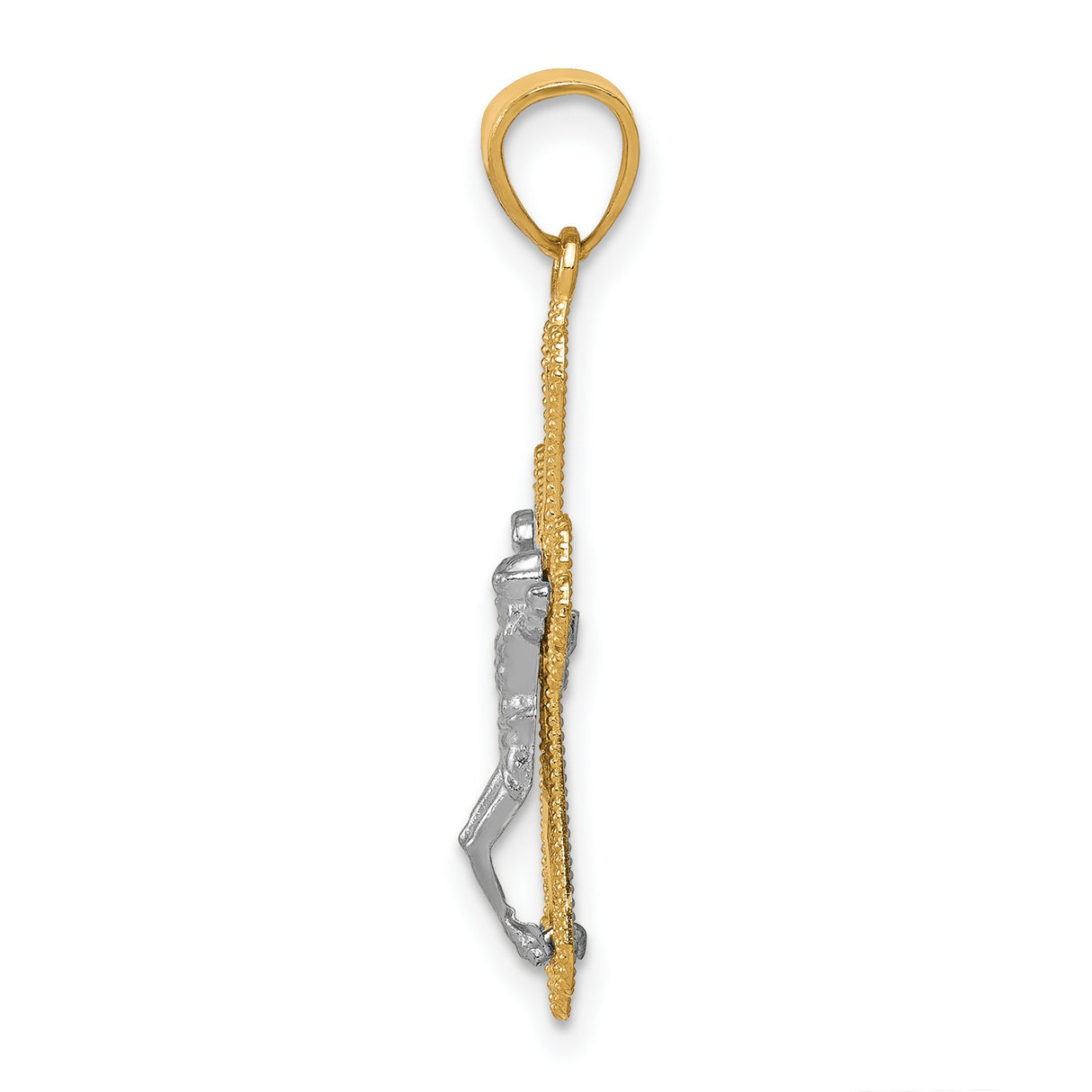 Filigree Crucifix Charm Pendant in Real 10k Multi-Tone Gold