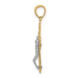 Filigree Crucifix Charm Pendant in Real 10k Multi-Tone Gold