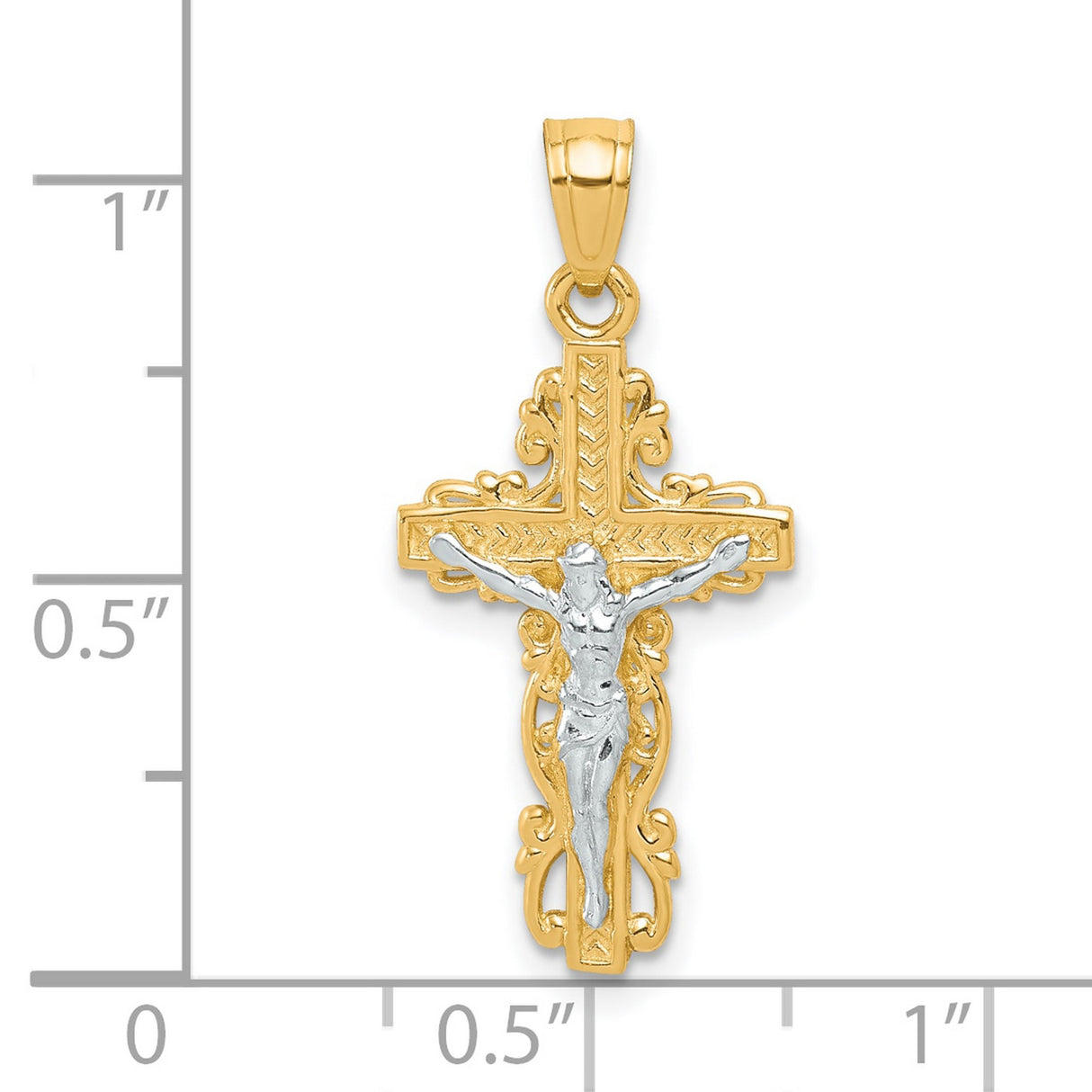 Crucifix Charm Pendant in Real 10k Multi-Tone Gold