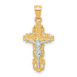 Crucifix Charm Pendant in Real 10k Multi-Tone Gold