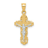 Crucifix Charm Pendant in Real 10k Multi-Tone Gold