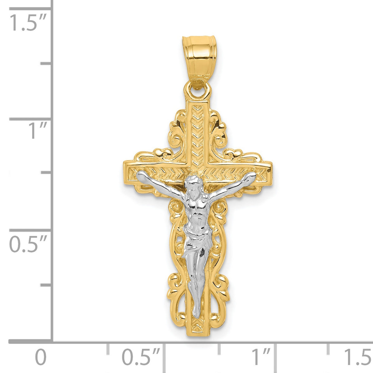 Crucifix Charm Pendant in Real 10k Multi-Tone Gold