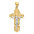 Crucifix Charm Pendant in Real 10k Multi-Tone Gold