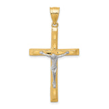 Diamond-Cut Crucifix Charm Pendant in Real 10k Multi-Tone Gold
