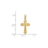 10k Yellow Gold Crucifix Cross Pendant with Jesus, Fleur-de-Lis Religious Charm